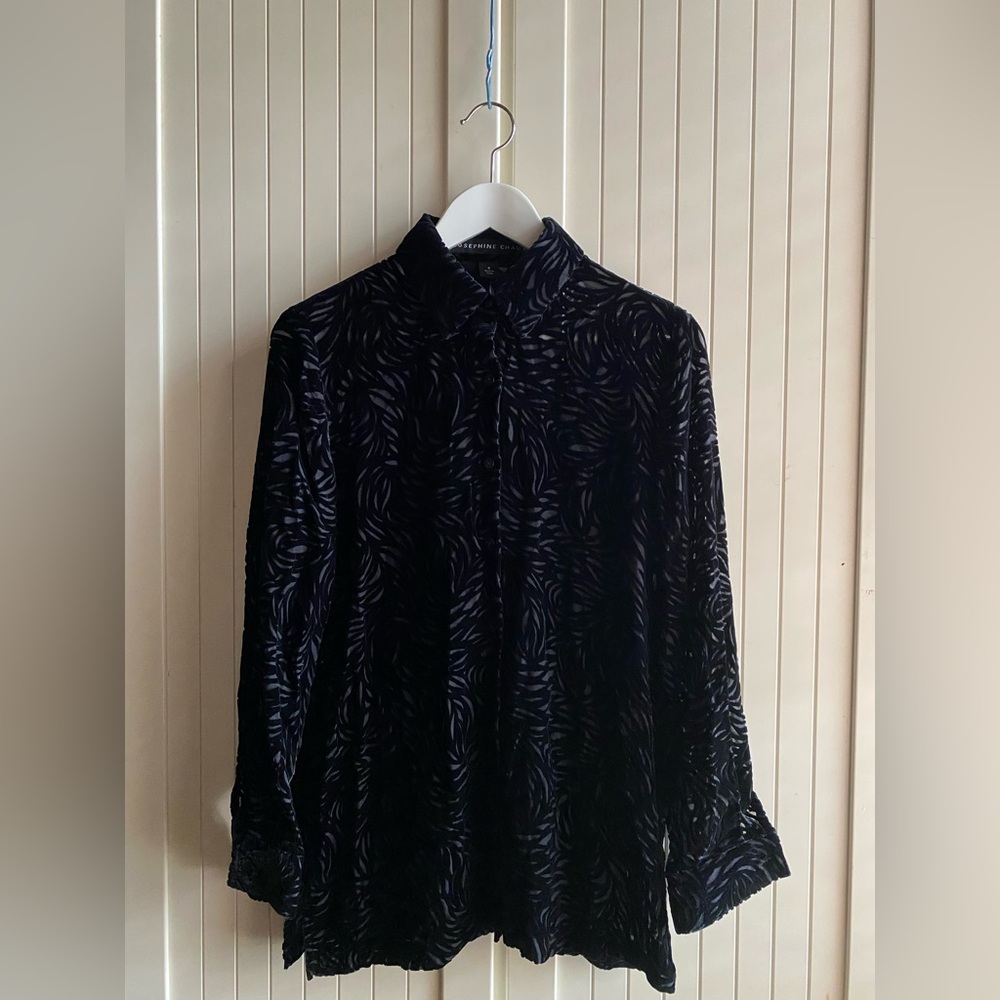 vintage black velvet burnout tunic blouse